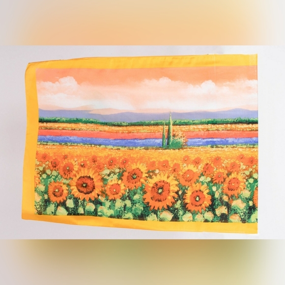 🆕️ 100% Silk Sunflower Scarf 🌻 - Picture 2 of 4